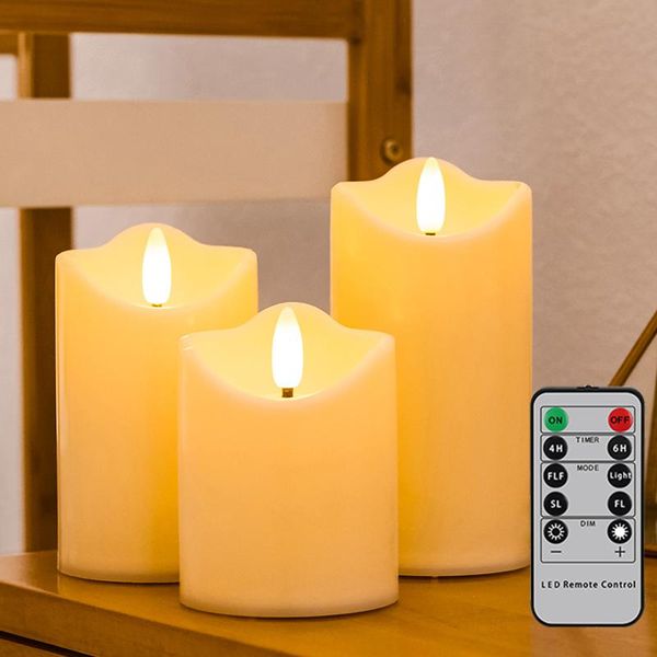 

candles led electronic candle light with timer remote 3d simulation flame tea lights battery-powered columnar wedding decoration