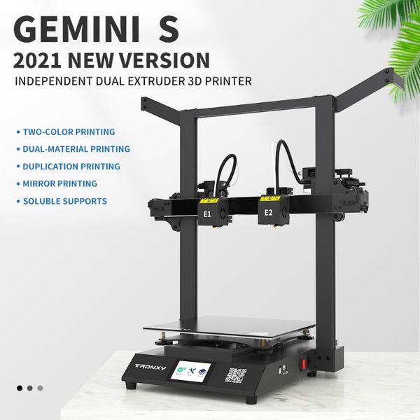 

tronxy gemini s idex 3d printer multicolor 2 color head independent dual extruder large fdm mirror copy printing printers