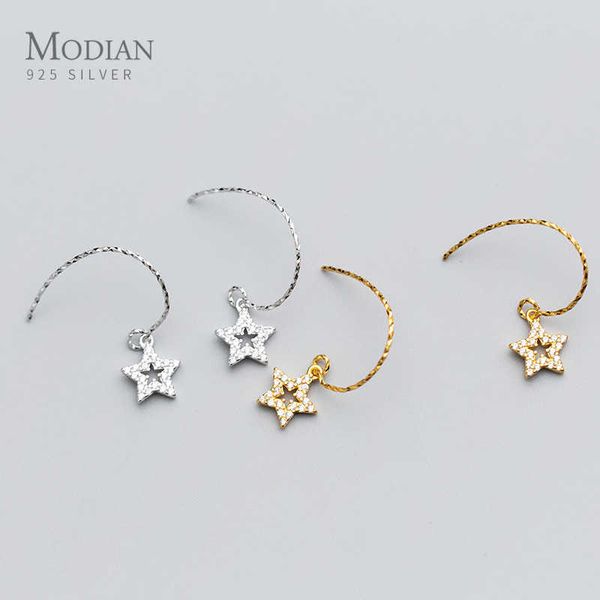 

fashion lovely twinkle star short dangle earring for women gift sterling silver 925 hook fine jewelry accessories 210707