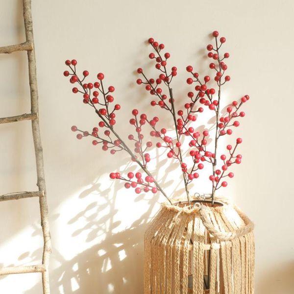 

artificial flowers plants red fruit christmas acacia red bean false flower home decor arrangemen wedding decoration