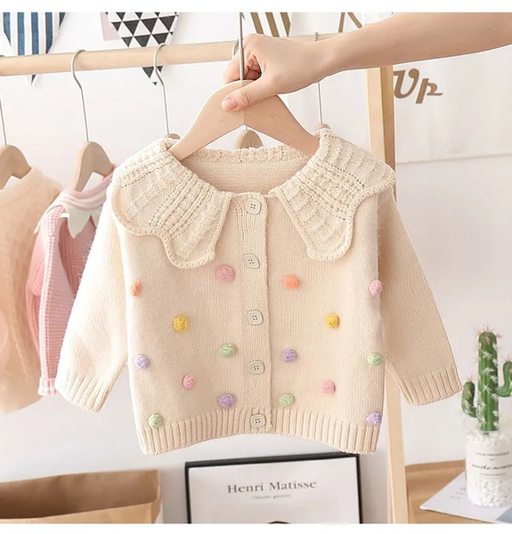 

2022 girls knitted cardigan baby bottoming long-sleeved sweet sweater top, Blue