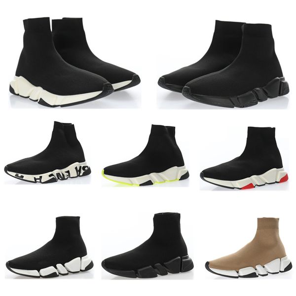 

2021 sock shoes men women speed high low sneakers triple black white red clearsole yellow fluo mens running shoes jogging walking