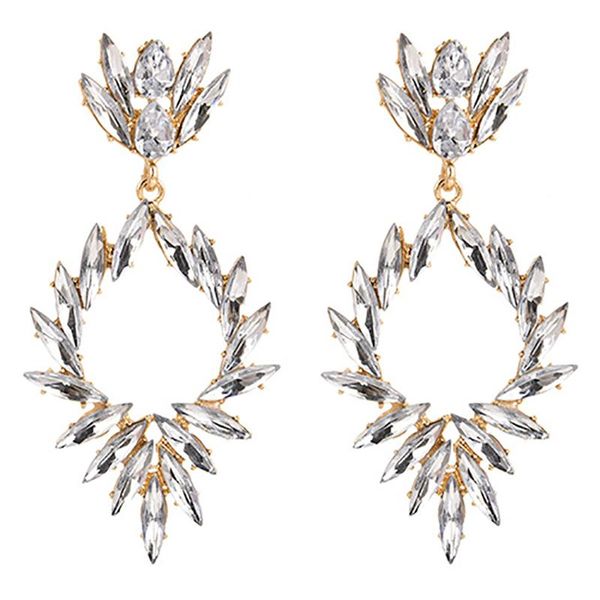 

dangle & chandelier zhini 2021 luxury colorful crystal statement earrings for women boho vintage gold color hollow drop earring jewelry gift, Silver