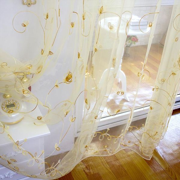 

curtain & drapes elegant beautiful rose embroidered tulle curtains gauze window screens french romantic all- sheer for living room