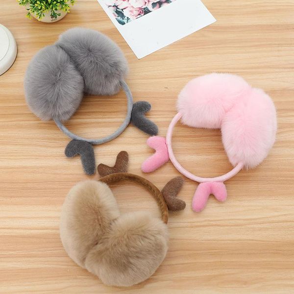 

berets christmas elk ear warmers cute women winter earmuffs deer fur headphones warm earphones apparel accessories, Blue;gray