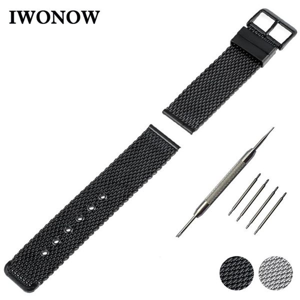 

watch bands stainless steel band 22mm for lg g w100 / r w110 urbane w150 pin buckle strap wrist belt bracelet black silver, Black;brown