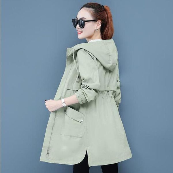 

long jacket with hood for women slim casual windbreaker coat fashion womens jackets zipper spring autumn women's, Black;brown