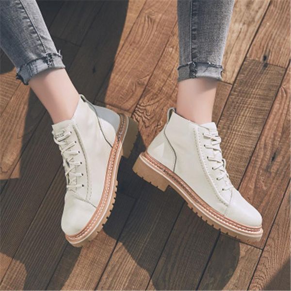 

boots high leather shoes for the season short recreational shoe joker british autumn wind model, Black