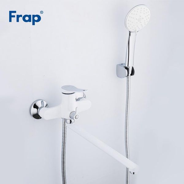 

frap 350mm bathroom shower faucets white bathtub faucet mixer tap with hand sets wall mounted f2245