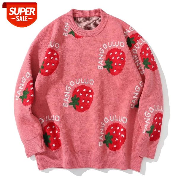 

hip hop retro street sweaters men harajuku sweater pullovers mens fruits jacquard knitted autumn winter loose steetwear #xk4v, White;black