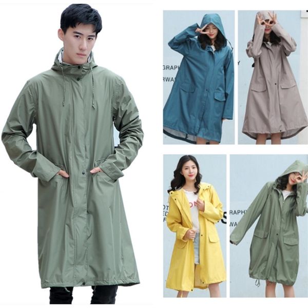 Lange Regenmantel Frauen Männer Damen Raingear Atmungsaktive Tragbare Wasserabweisende Regen Poncho Mantel Jacke Große Größe 211025