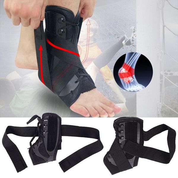 

ankle brace support stabilizer sports football compression adjustable lace up socks protector orthosis, Blue;black
