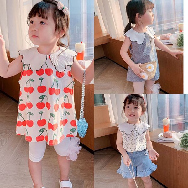 

Girls Babys Kids Blouse Jacket Outwear 2022 Cherry Spring Autumn Top Short Sleeve Shirts Cotton Princess Childrens Clothing, Black