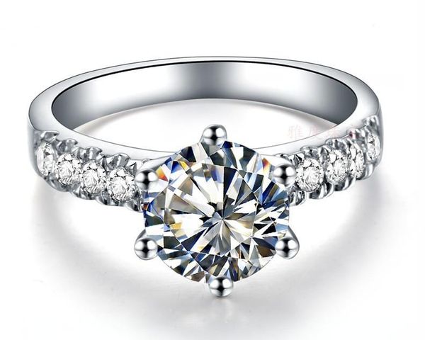 

cluster rings 2 solid 585 gold six prongs round chic diamond women wedding ring fabulous jewelry for, Golden;silver