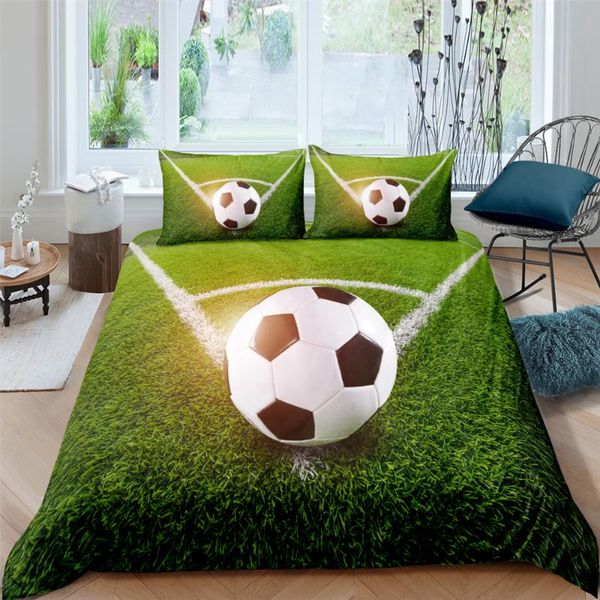 

sport football 3d bedding set home textile duvet cover children kids bedclothes soft lightweight comforter sets