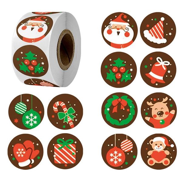 

christmas decorations 500pcs/roll merry stickers tree elk candy bag sealing sticker gift box labels year