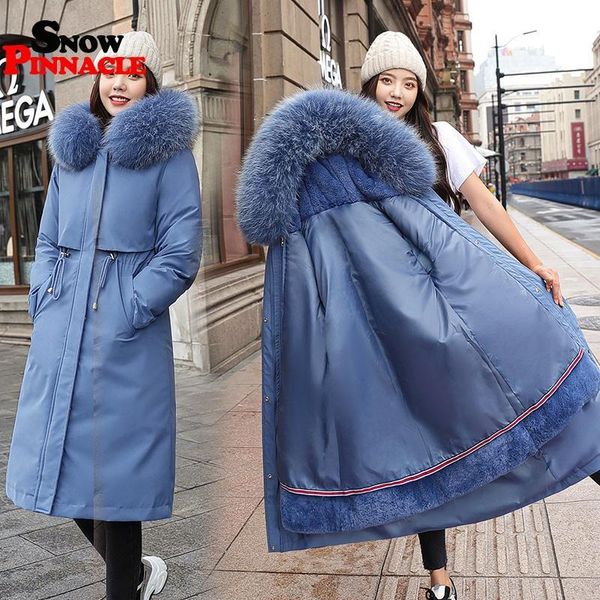 -30 gradi parka invernali giacche cappotto di pelliccia all'interno delle donne Casual addensare giacca calda collo femminile s 210524