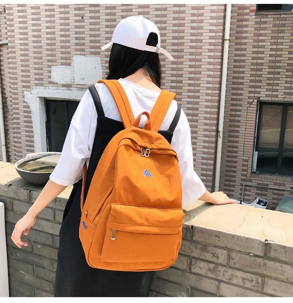 

backpack canvas printed heart yellow korean style students travel bag girls school lapwaterproof