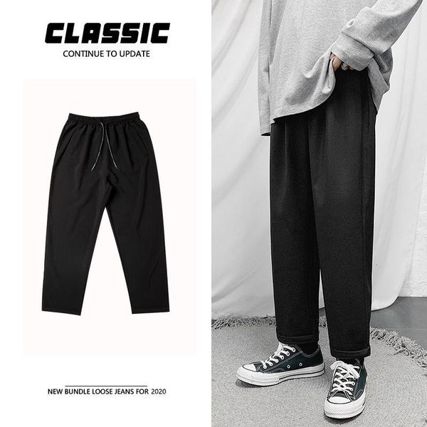 

spring summer straight casual pants men's fashion society mens suit korean loose gray black dress men m-2xl