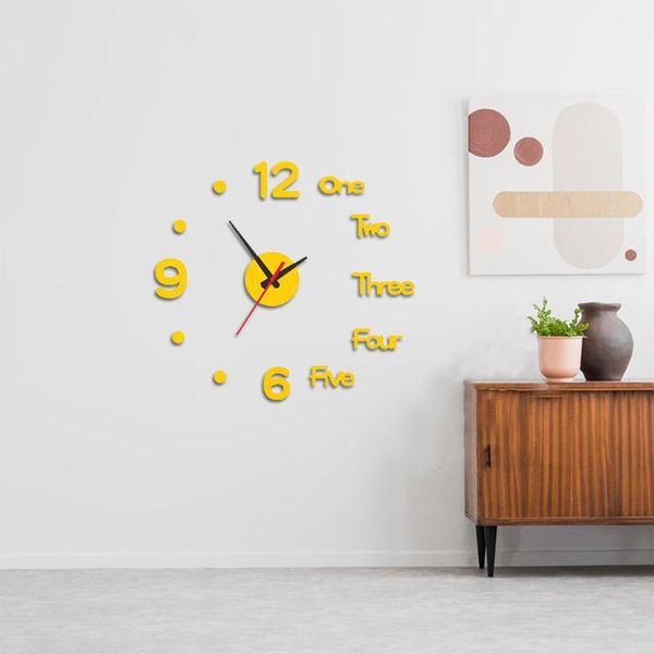 

wall clocks 12-hour diy clock silent scanning movement battery powered sticker silver black golden red