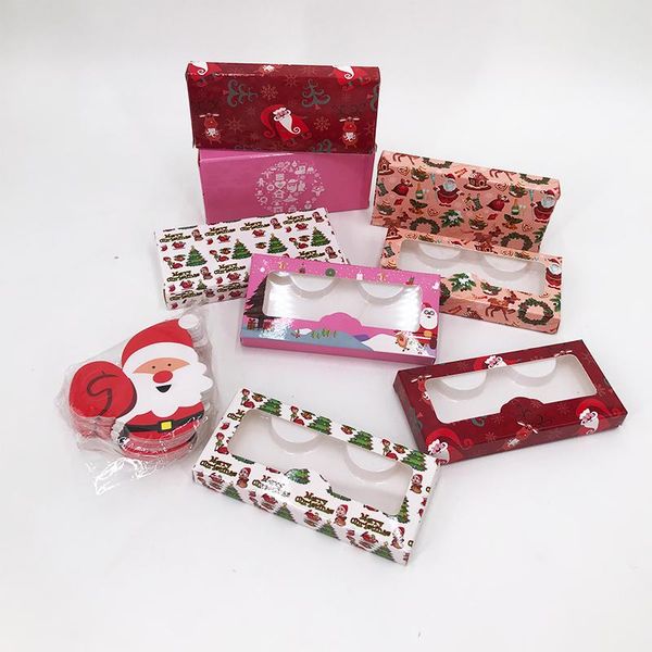

false eyelashes christmas lash boxes packaging empty eyelash custom private logo mink lashes package with white tray 20/30/50/70pcs