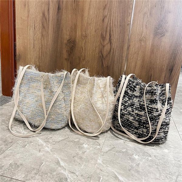 

korea women's bag flowing woolen bucket shoulder messenger designer bags