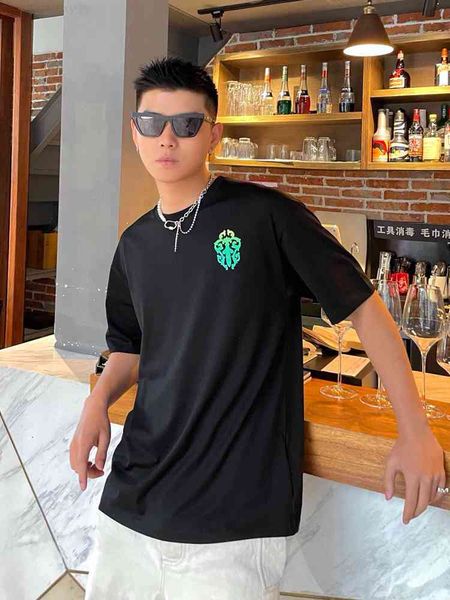 

t 21s fshions shirt brand summer ch kro sanskrit cross sword horseshoe print short sleeve for men and women tgtq, White;black