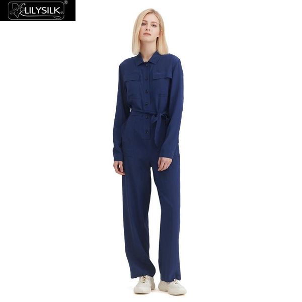 

women's jumpsuits & rompers lilysilk silk jumpsuit modern long sleeve women, Black;white