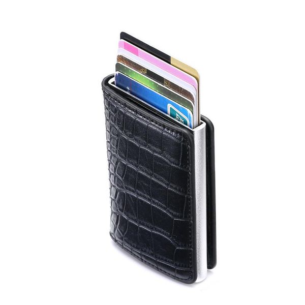 

card holders business box anti magnetism theft bank multi function fashion bag clip, Brown;gray