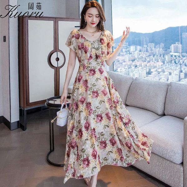 

casual dresses summer dress vestido maxi plus size for women 2021 vestito floreale chiffon robe longue ruffle vestidos de fiesta, Black;gray