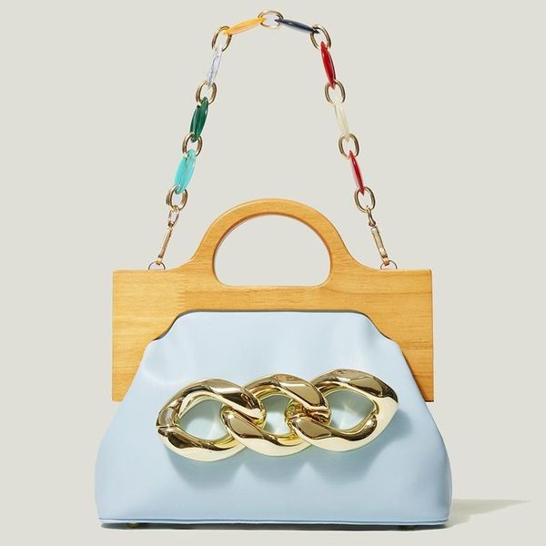 

evening bags 2021 autumn winter fashion simple single shoulder diagonal span golden chain women's bag holding leather clip