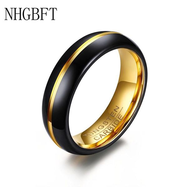 

wedding rings nhgbft 6mm black gold color tungsten carbide for mens engagement ring jewelry, Slivery;golden