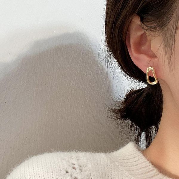 

stud simple design earrings women gold quality smooth golden earring jewelry lady elegant oval shape ear rings korean jewellery, Golden;silver
