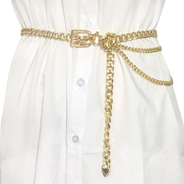 

belts thick chain waist european and american punk metal fashion decorative belt women's foreign trade wholesale, Black;brown
