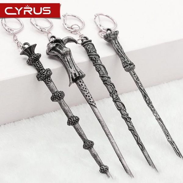 

keychains fashion classic alloy magic wand keychain couple key rings 2021 simple backpack bag accessories statement luxury boho jewelry, Silver
