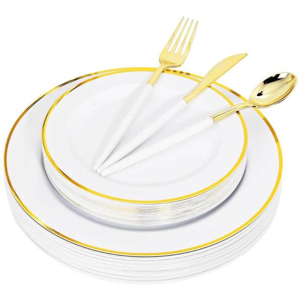 

disposable dinnerware party tableware plastic plate silverware set suitable for 10 guests birthday wedding supplies