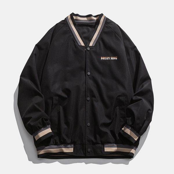 

men's spring autumn 2021 casual jacket coat trend hsome single clothes middle-aged and young loose men's fashion, Black