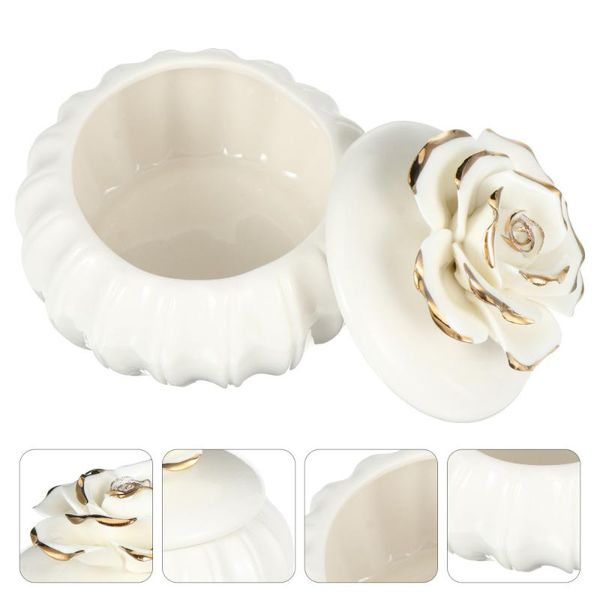 

storage bottles & jars 1pc portable jewelry case ceramics container rose design box