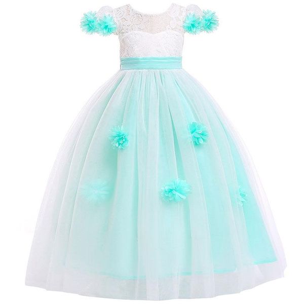 

girl's dresses retail 5270 maxi 3d flower lace princess costume a-line baby girl dress wedding party kid for clothes, Red;yellow