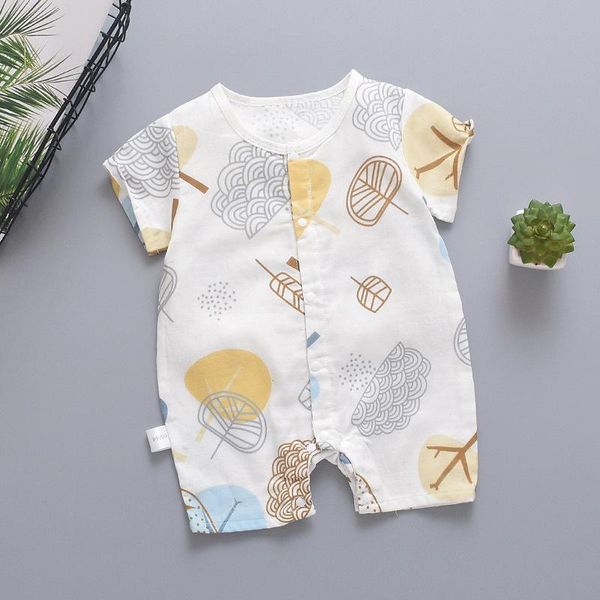 

clothing sets 2021 summer boys and girls thin short-sleeved baby one-piece gauze cotton half-sleeved crawling suit fruit cartoon, White