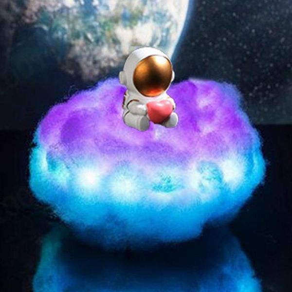 

night lights 1pc led colorful clouds astronaut lamp with rainbow effect as children's light creative birthday gift