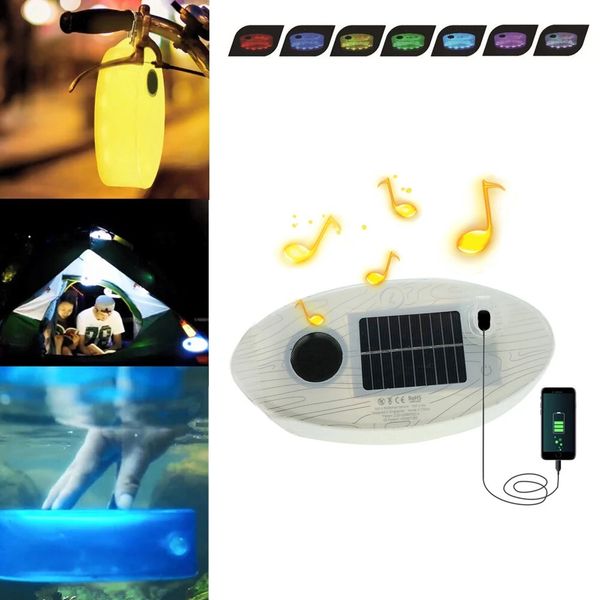 

colorful led camping light inflatable solar work with bluetooth speaker music lamp power bank for outdoor hiking climbing travel
