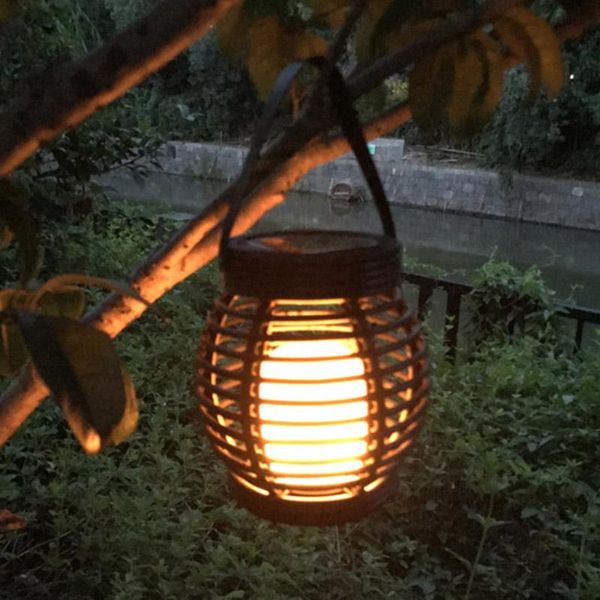 

solar lamps 51 led outdoor cage light home garden waterproof indoor yard hanging lamp plastic rattan lantern flame