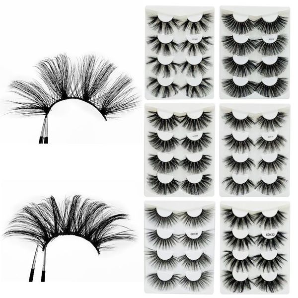 

false lashes makeup fake eyelash extension faux cils natural fluffy volume soft eye lashe 100% mink eyelashes 4 pairs1