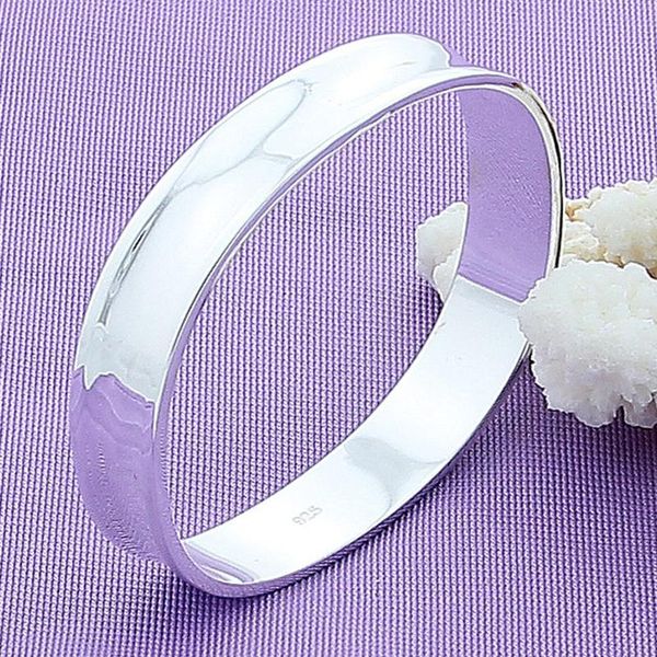 

sterling silver fashion simple women square round bangles charm jewelry bangle, Black