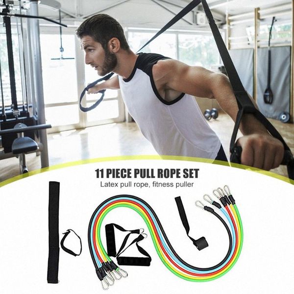 

11pcs tpe resistance band strength gym equipment home elastic pull rope home fitness workout body building equipment yoga pack i5fs