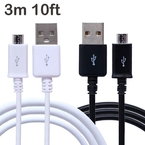 3M 10FT V8 Micro USB-кабель Тип C Зарядное устройство регулярные телефонные кабели черно-белый универсальный