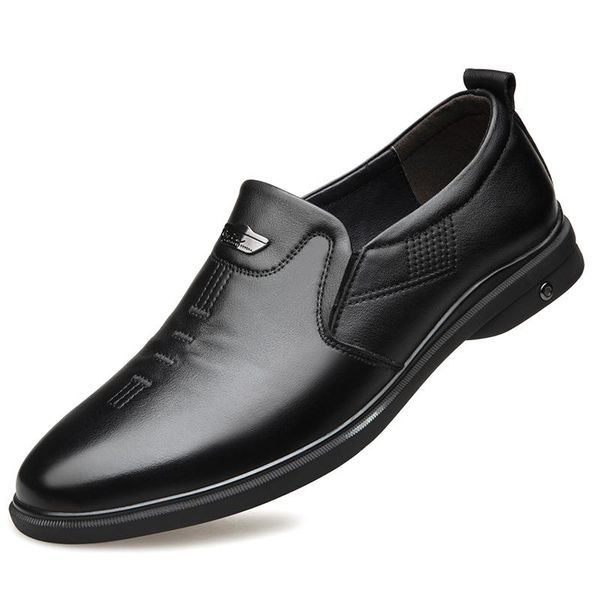 

men's quality genuine leather shoes soft business casual size 38-44 black man dress