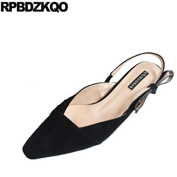 

dress shoes 2021 italian pointed toe suede strap medium heels women yellow black block slingback china thick sandals chunky