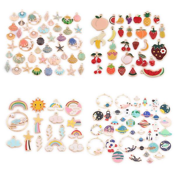 

charms fashion fruits galaxy pendants planet mixed color spaceman rainbow enamel diy making earrings jewelry gifts findings,1set, Bronze;silver